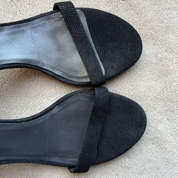 Stuart Weitzman Black Goose Bump Leather Nudist Strappy Heeled Sandals 8.5 M - Picture 9 of 16